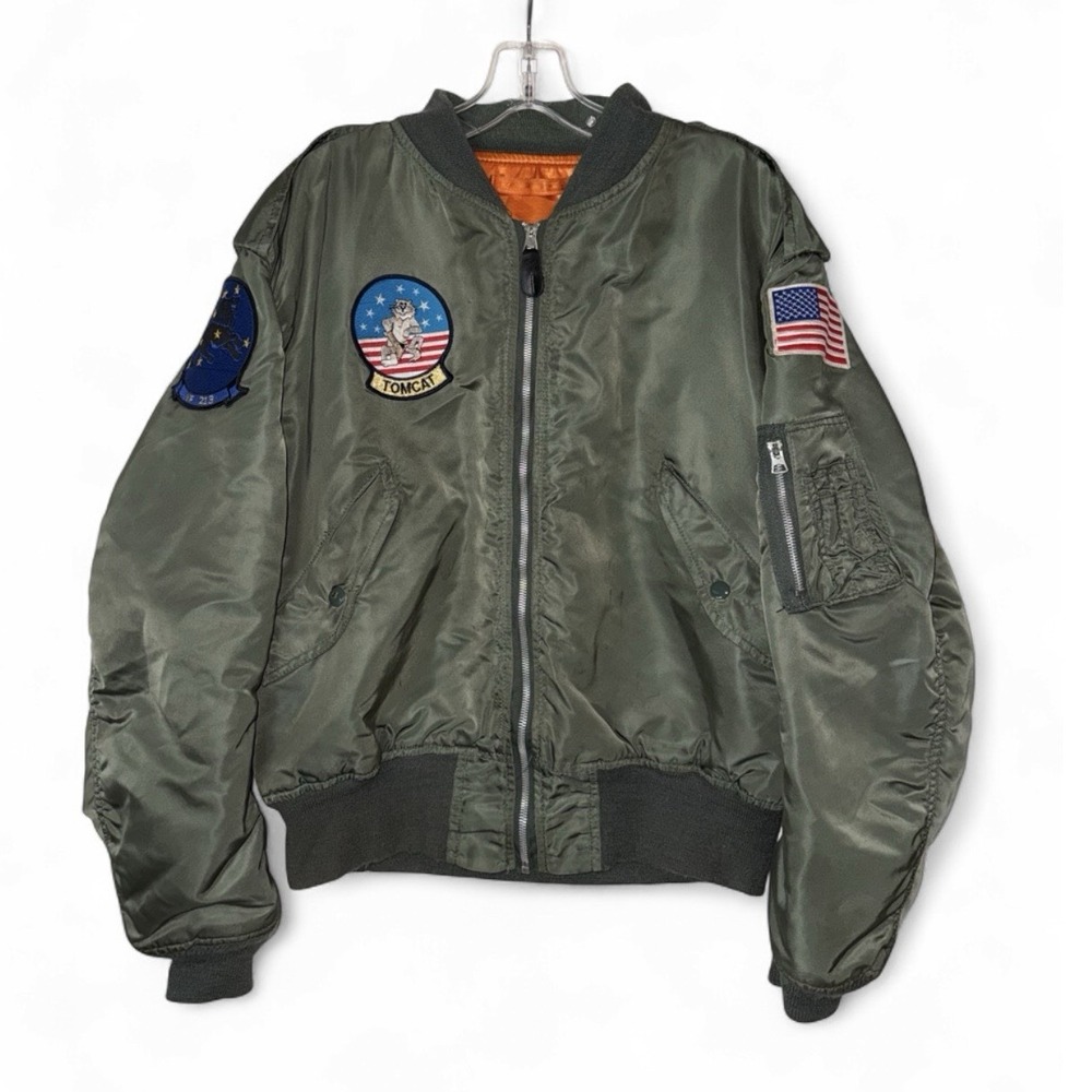 Vintage Alpha Industries L-2B Flight Jacket XL USA Made Tomcat VF-213 Bomber